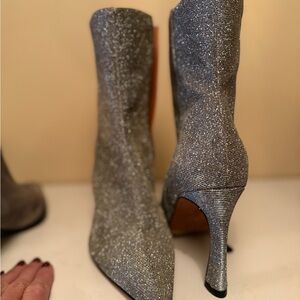 Elegant Silver Glitter Women's Boots